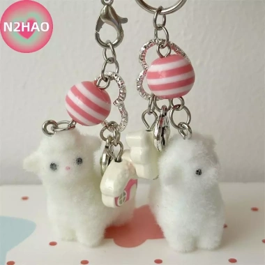 N2HAO Floing Alpaca Dễ Thương Móc Khóa Dây Xích Điện Thoại Cừu Bapa Charm Girl, Túi Treo Đồ Trang Trí Cặp Đôi Quà Tặng
