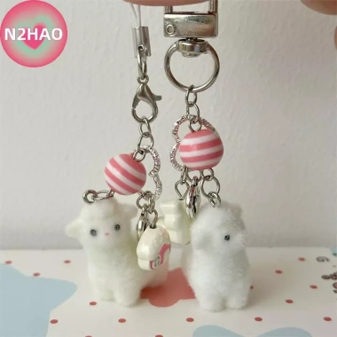 N2HAO Floing Alpaca Dễ Thương Móc Khóa Dây Xích Điện Thoại Cừu Bapa Charm Girl, Túi Treo Đồ Trang Trí Cặp Đôi Quà Tặng
