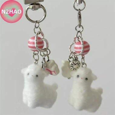 N2HAO Floing Alpaca Dễ Thương Móc Khóa Dây Xích Điện Thoại Cừu Bapa Charm Girl, Túi Treo Đồ Trang Trí Cặp Đôi Quà Tặng