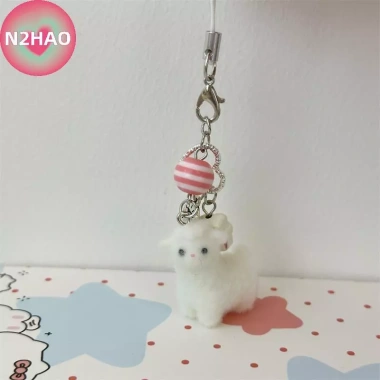 N2HAO Floing Alpaca Dễ Thương Móc Khóa Dây Xích Điện Thoại Cừu Bapa Charm Girl, Túi Treo Đồ Trang Trí Cặp Đôi Quà Tặng