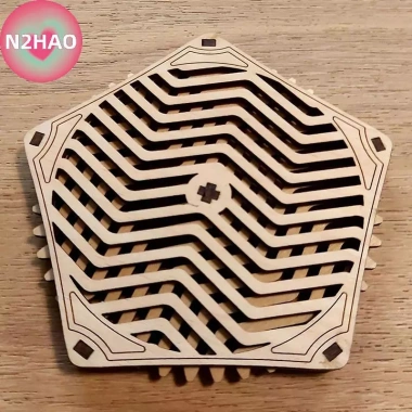 N2HAO Kinetic Coaster Handmade Thiết kế Pentagram, Đế ly gỗ xoay xoắn ốc tinh tế, quà tặng Giáng sinh cho gia đình & văn phòng