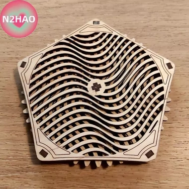 N2HAO Kinetic Coaster Handmade Thiết kế Pentagram, Đế ly gỗ xoay xoắn ốc tinh tế, quà tặng Giáng sinh cho gia đình & văn phòng