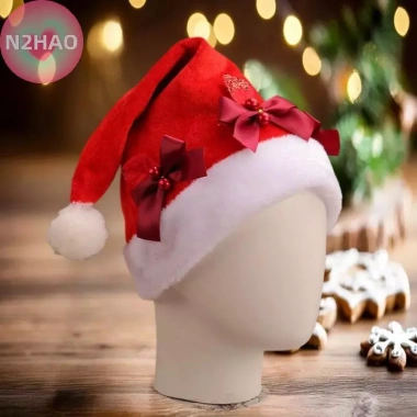 N2HAO Mũ Ông Già Noel Đỏ Ấm Áp Thoải Mái Trang Trí Giáng Sinh Người Lớn