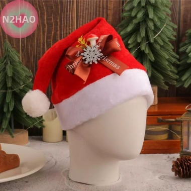 N2HAO Mũ Ông Già Noel Đỏ Ấm Áp Thoải Mái Trang Trí Giáng Sinh Người Lớn