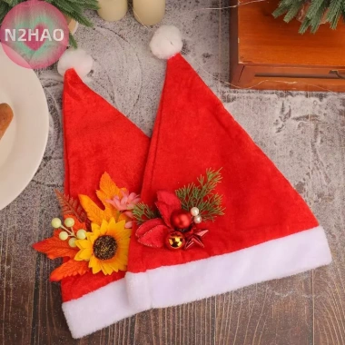 N2HAO Mũ Ông Già Noel Đỏ Ấm Áp Thoải Mái Trang Trí Giáng Sinh Người Lớn