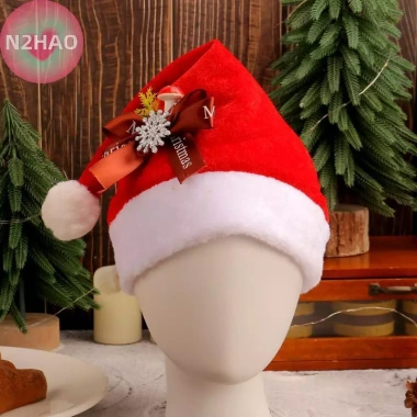 N2HAO Mũ Ông Già Noel Đỏ Ấm Áp Thoải Mái Trang Trí Giáng Sinh Người Lớn