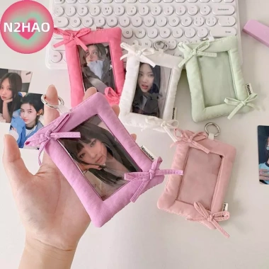 N2HAO Nơ Đơn Giản Đựng Thẻ Móc Khóa - Photocard Cover Thần Tượng Dây Chuyền Bảo Vệ Túi Mặt Quà Tặng