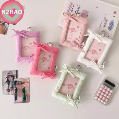 N2HAO Nơ Đơn Giản Đựng Thẻ Móc Khóa - Photocard Cover Thần Tượng Dây Chuyền Bảo Vệ Túi Mặt Quà Tặng
