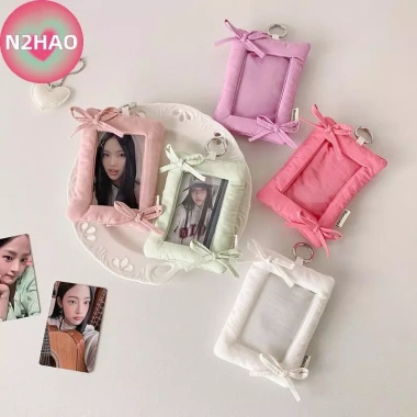 N2HAO Nơ Đơn Giản Đựng Thẻ Móc Khóa - Photocard Cover Thần Tượng Dây Chuyền Bảo Vệ Túi Mặt Quà Tặng