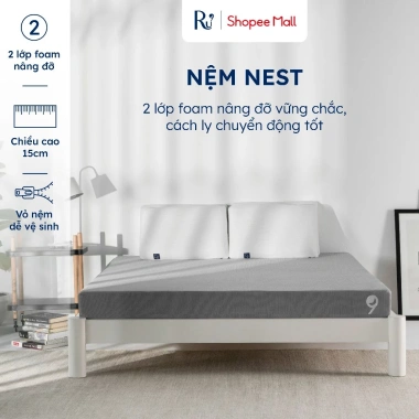 Nệm Foam Nest Ru9 15cm - Ngăn Chuyển Động, 2 Lớp Foam Vững Chắc, Giá Ưu Đãi 5.9 Triệu