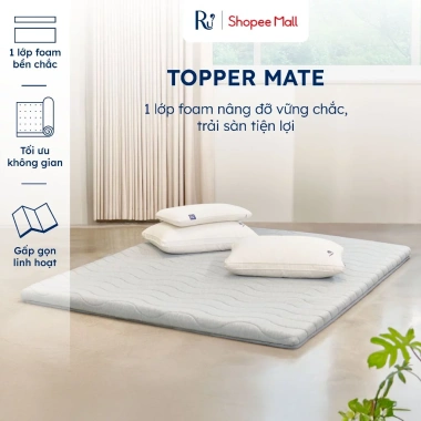 Nệm Foam Topper Ru9 x Hannah Olala 5cm Cao Cấp - Màu Xám, Hỗ Trợ Giấc Ngủ Vững Chắc, Giá Ưu Đãi 2.015.200₫