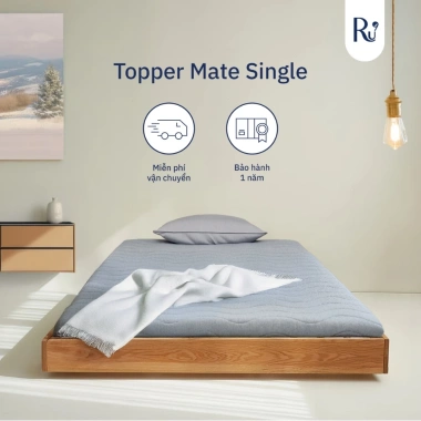 Nệm Foam Topper Ru9 x Hannah Olala 5cm Cao Cấp - Màu Xám, Hỗ Trợ Giấc Ngủ Vững Chắc, Giá Ưu Đãi 2.015.200₫