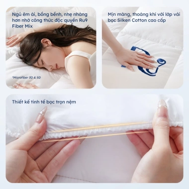 Nệm Topper Mây Microfiber Ru9 8cm - Lông Vũ Nhân Tạo, Bọc 5 Sao, Giá 3.07 Triệu 2
