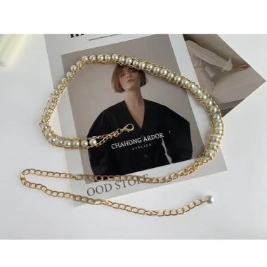 Ngọc trai Thắt lưng Pearl Lady Golden - Eo chuỗi Punk Rock cho Nữ