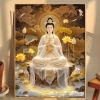 Ngồi Sen Quan Âm Chữ Thập 2.025 - Phong Cách Trung Hoa, Thêu Tay, In Chữ Thập, Gói Chất Liệu, Giá ưu đãi 325.068 VND