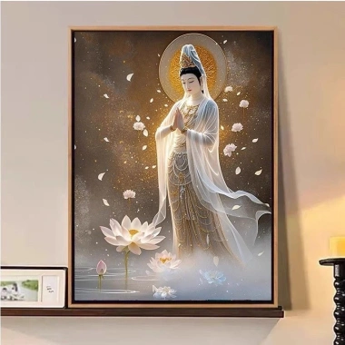 Ngồi Sen Quan Âm Chữ Thập 2.025 - Phong Cách Trung Hoa, Thêu Tay, In Chữ Thập, Gói Chất Liệu, Giá ưu đãi 325.068 VND