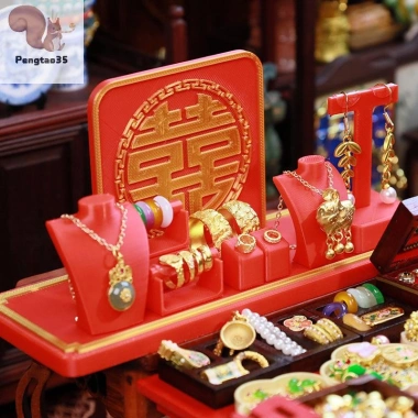 Nhà Búp Bê Thu Nhỏ Phương Tây - Hộp Trưng Bày Vòng Cổ Mô Phỏng, Phụ Kiện COD 68.640₫