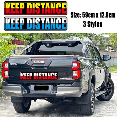 Nhãn dán phản quang KEEP DISTION - Đề can chống nước cho xe máy - ô tô - xe tải 23x5 cm