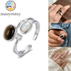 Nhẫn mắt đá nâu 2 lớp Zircon, vòng thép không gỉ, mở thanh lịch, giá 50.600₫