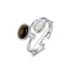 Nhẫn mắt đá nâu 2 lớp Zircon, vòng thép không gỉ, mở thanh lịch, giá 50.600₫ 2