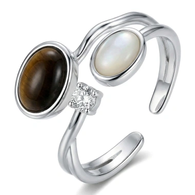 Nhẫn mắt đá nâu 2 lớp Zircon, vòng thép không gỉ, mở thanh lịch, giá 50.600₫ 10 Nhẫn mắt đá nâu 2 lớp Zircon, vòng thép không gỉ, mở thanh lịch, giá 50.600₫ 10