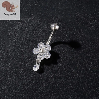 Nhẫn rốn hoa thép không gỉ cho nữ - Khuyên bụng xỏ lỗ bền, COD 39.7k