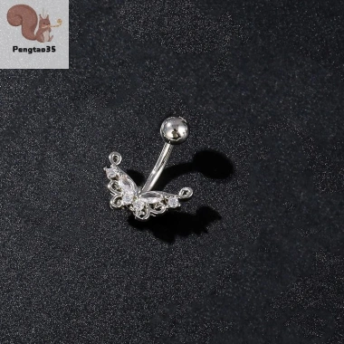 Nhẫn rốn hoa thép không gỉ cho nữ - Khuyên bụng xỏ lỗ bền, COD 39.7k