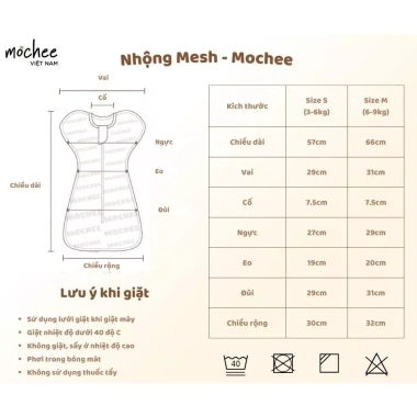 Nhộng Chũn Mesh Mochee Vải Thở Siêu Mềm Co Dãn Giúp Bé Ngủ Sâu - Michi Baby MC552