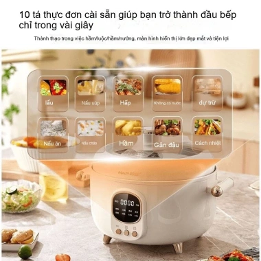 Nồi áp suất điện Hàn Quốc men gốm 3 ngăn đa năng, chống dính, nấu cơm nhanh