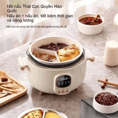 Nồi áp suất điện Hàn Quốc men gốm 3 ngăn đa năng, chống dính, nấu cơm nhanh