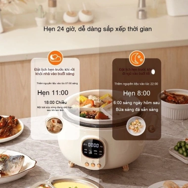 Nồi áp suất điện Hàn Quốc men gốm 3 ngăn đa năng, chống dính, nấu cơm nhanh