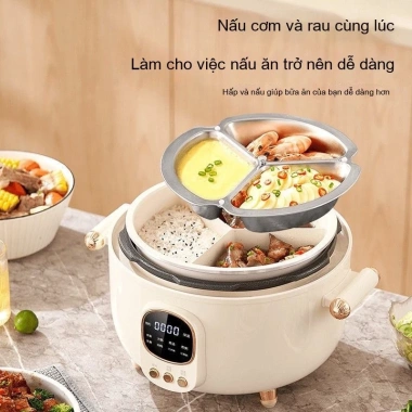 Nồi áp suất điện Hàn Quốc men gốm 3 ngăn đa năng, chống dính, nấu cơm nhanh