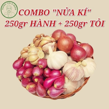 Nửa Ký Hành Tỏi 250g + 250g Tỏi Khô Sạch, Hành Tím Việt Nam, Hành Ấn Độ Giá Ưu Đãi 45,000 VND