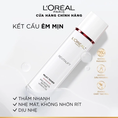 Nước cân bằng cấp ẩm da LOreal Revitalift Advanced Aqua Milky Toner 65ml - Giá 700k