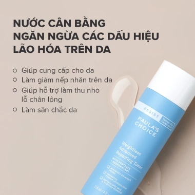 Nước cân bằng Paulas Choice Resist Weightless Repairing Toner 118ml - Ngăn ngừa lão hóa, dưỡng da, giảm nếp nhăn 774.000₫ 3