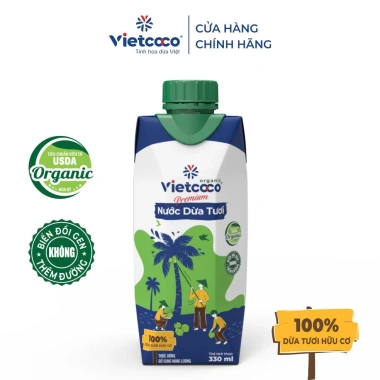 Nước Dứa Tươi Cơ Hộp Giấy 330ml ViệtcoCo USDA Organic - Xanh Sam Natural, Giá 35.000