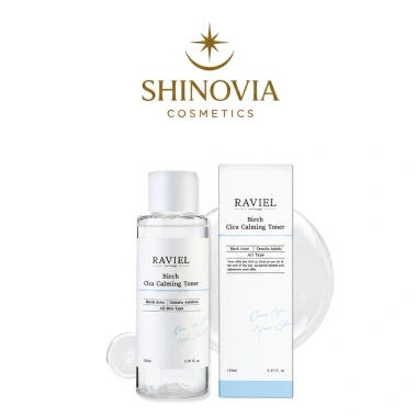 Nước hoa hồng Raviel Calming Toner 150ml - Dịu da, Cica, Birch, xanh dương, 149k