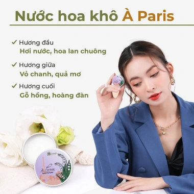 Nước hoa khô thiên nhiên Paris - Hương lan chuông, mơ chín, cỏ mềm 10g, tặng túi vải nhỏ - Thanh lịch, giá ưu đãi 206k