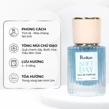 Nước Hoa Nữ Rodian Soft Day EDP 10ml/30ml Chính Hãng - Nhẹ Nhàng, Tươi Sáng, Thanh Khiết, 79.000₫