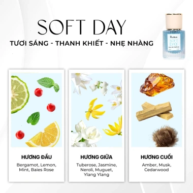 Nước Hoa Nữ Rodian Soft Day EDP 10ml/30ml Chính Hãng - Nhẹ Nhàng, Tươi Sáng, Thanh Khiết, 79.000₫ 5 Nước Hoa Nữ Rodian Soft Day EDP 10ml/30ml Chính Hãng - Nhẹ Nhàng, Tươi Sáng, Thanh Khiết, 79.000₫ 5
