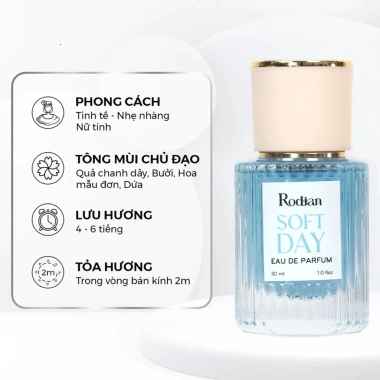 Nước Hoa Nữ Rodian Soft Day EDP 10ml/30ml Chính Hãng - Nhẹ Nhàng, Tươi Sáng, Thanh Khiết, 79.000₫