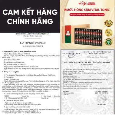 Nước hồng sâm Hàn Quốc Vital Tonic - Tăng đề kháng, sức khỏe, chống lão hóa, chỉ 880.000 VND