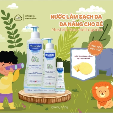 Nước làm sạch Mustela Micellaire cho bé sơ sinh - Vệ sinh mặt, body, thay tã, giá ưu đãi 350.000đ