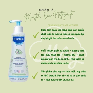 Nước làm sạch Mustela Micellaire cho bé sơ sinh - Vệ sinh mặt, body, thay tã, giá ưu đãi 350.000đ 5 Nước làm sạch Mustela Micellaire cho bé sơ sinh - Vệ sinh mặt, body, thay tã, giá ưu đãi 350.000đ 5