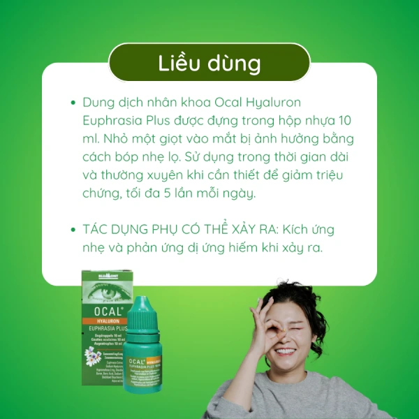 Hình ảnh sản phẩm Nước mắt nhân tạo Ocal Hyaluron Euphrasia Plus nhập khẩu Anh Quốc 10ml - Độ ẩm sâu, giảm khô mắt, giá ưu đãi 130k