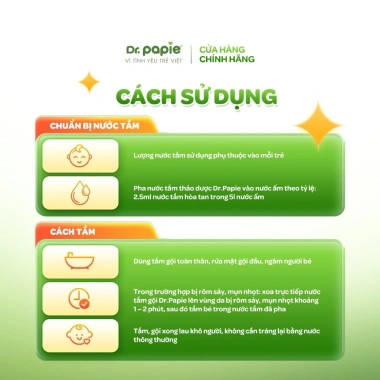 Nước tắm thảo dược Dr.Papie chiết xuất trà Shan Tuyết giảm rôm sảy, mẩn ngứa cho bé sơ sinh 230/300/500ml Giá 135.000₫