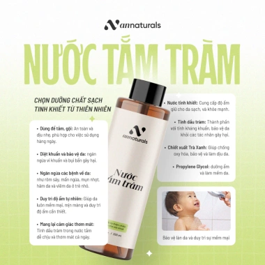 Nước tắm tràm AN Naturals 200ml - Bảo vệ da bé, ngăn rôm sảy, hăm da, viêm da
