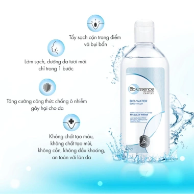 Nước tẩy trang Bio Essence Bio Water 100ml không cồn, dịu nhẹ cho da nhạy cảm, làm sạch lớp trang điểm và bụi PM2.5