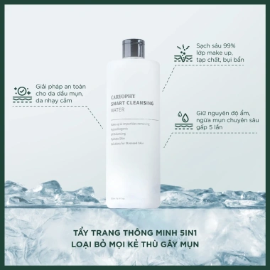 Nước Tẩy Trang Caryophy Smart Cleansing Water 500ml - Dành cho Da Dầu Mụn, Làm Dịu, Làm Sạch Sâu, Giá Ưu Đãi 303.000đ
