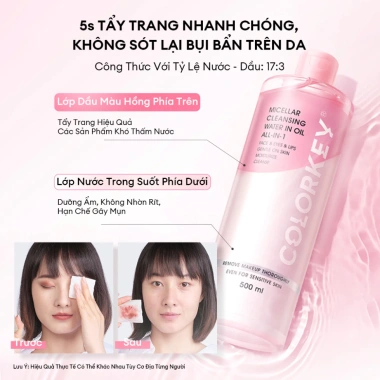 Nước Tẩy Trang COLORKEY Micellar In Oil All-In-1 100ml/500ml - Sạch Da, Không Dầu, Chính Hãng 149.000₫